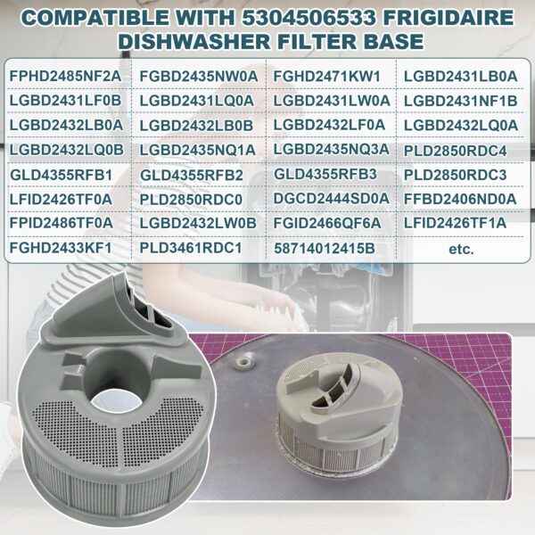 5304506533 Dishwasher Filter Base Compatible With Frigidaire Dishwasher - Image 4