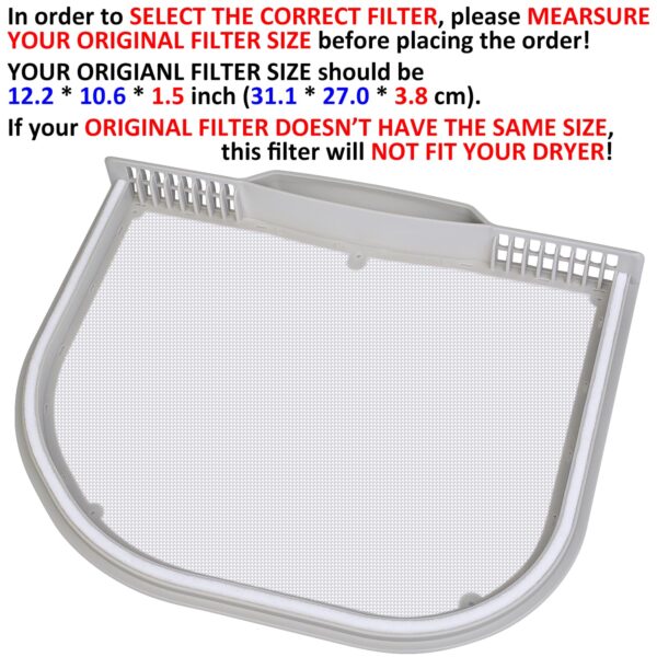 Uszily 5231EL1001C Lint Filter Replacement for LG and Kenmore Dryers, Ultra Durable Lint Screen Trap, Rim with Felt Seal, Filter Size 12.2 * 10.6 * 1.5 inch (31.1 * 27.0 * 3.8 cm) - Image 3