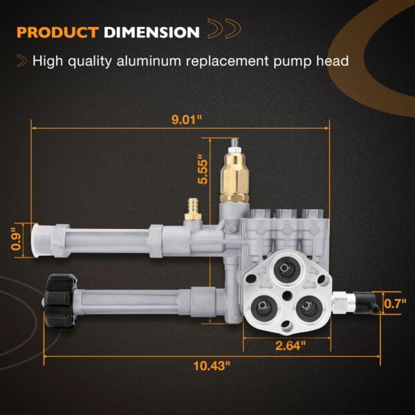 AR42940 Pressure Washer Pump Head Aluminum, Fit for SRMW2.2g26/RMW 2.2g24 - Image 2
