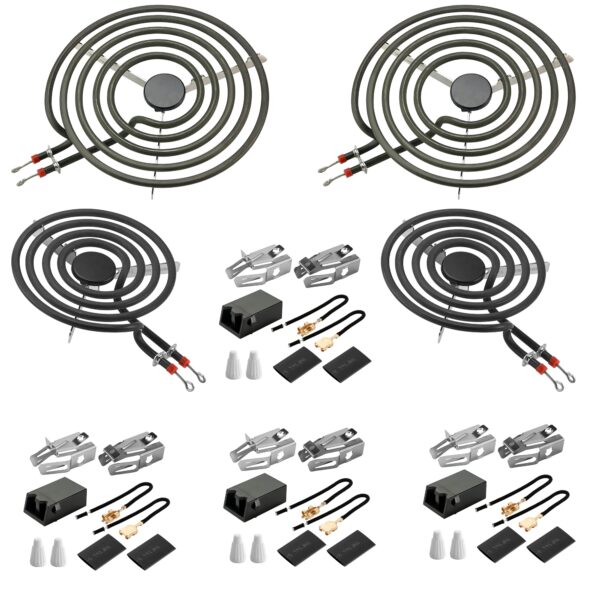 MP22YA Electric Range Burner Element Unit Set with 330031 Range Burner Receptacle Kit Fit for Ken-more Whirl-pool Frigi-daire May-tag Ranges/Stoves by Fetechmate