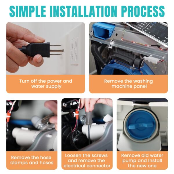 WH11X29539 Washer Drain Pump Filter Compatible for G-E Front Load Washing Machine Pump PD00094541 WH11X39237 AP8054992 PS16217203 EAP16217203 B25-3A04 PD00065822 Replacement by MIFLUS - Image 2