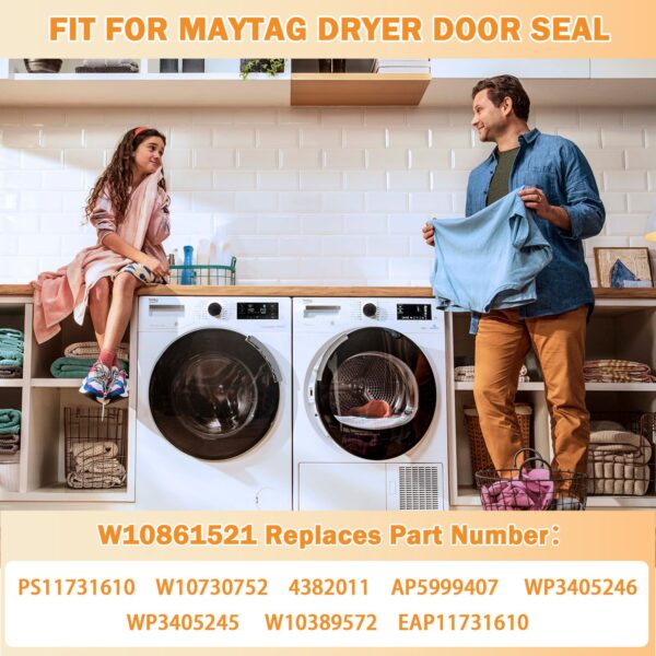 Upgraded W10861521 Dryer Door Seal Part Compatible with Whirlpool - Image 3