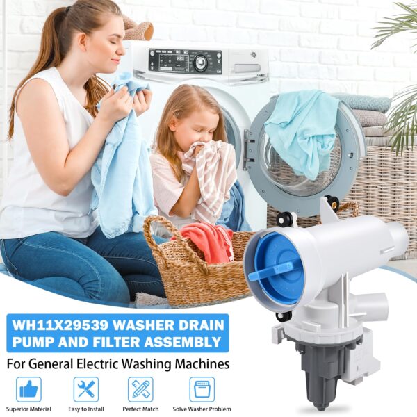 WH11X39237 WH11X29539 Washer Drain Pump Filter Assembly for GE - Image 3