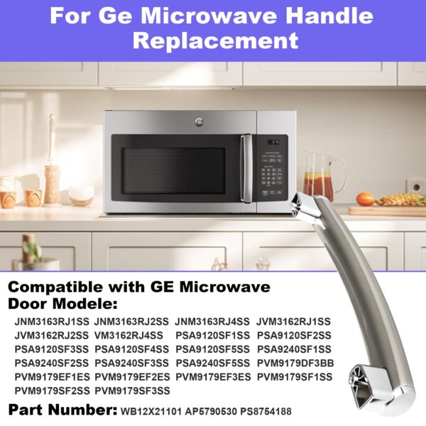WB15X21101 for GE Microwave Handle Replacement: WB15X21101 Microwave Door Handle for General Electric Microwave JNM3163RJ3SS, PSA9120SF1SS - Upgraded ABS Plastic for Ge Microwave Replacement Parts