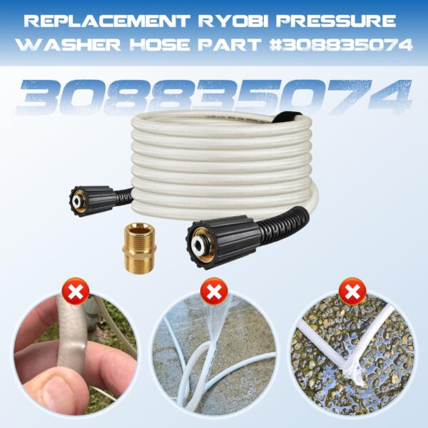 25FT Pressure Washer Hose for Ryobi Power Washer Hose - Image 2