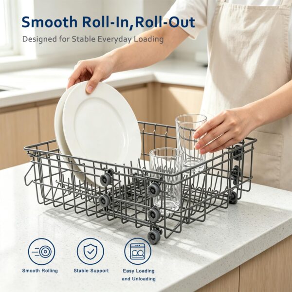 DD82-01385B A/S Dishwasher Rack Assembly Compatible with Samsung Dishwasher Rack Replace Number 4978666 AP6807483 Center Dishrack Fit Samsung DW80R2031US DW80N3030US DW80CG4021SR - Image 2