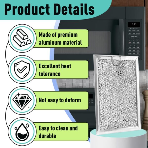 2PCS Microwave Grease Filter Set Compatible with GE JVM7195SK6SS - Image 2