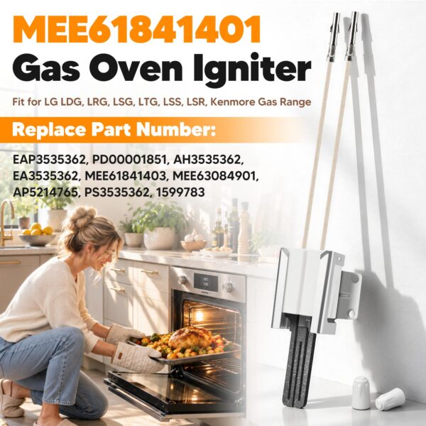 MEE61841401 Gas Range Oven Igniter Replacement Fit for LG Gas Stove (LRG, LSS, LDG, LSG, LTG Series), Replaces MEE61841403 MEE63084901 MEE61841401 Oven Burner Igniter, Flat Glow Bar, By NISHCON - Image 2