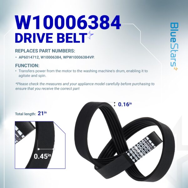 [Upgraded] BlueStars W10721967 Washer Pulley Clutch Kit & W10006384 Belt - Image 5