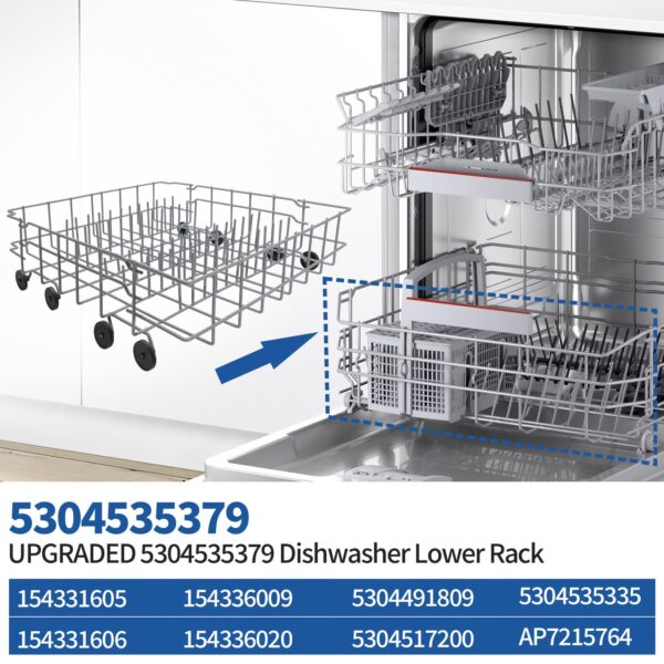 5304535379 Replacement Lower Dishrack Compatible with Frigidaire Dishwasher - Image 2