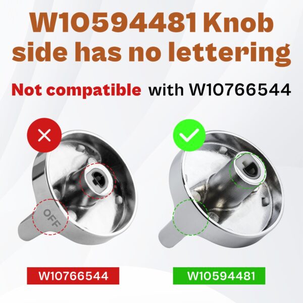 TOMOON 𝗦𝘁𝗮𝗶𝗻𝗹𝗲𝘀𝘀 𝗦𝘁𝗲𝗲𝗹 W10594481 Gas Range Stove Knobs - Image 5
