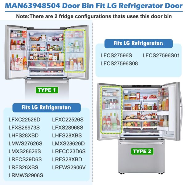 MAN63948504 Refrigerator Door Bin for Lg Door Shelf Replacement LMXS28626S - Image 7