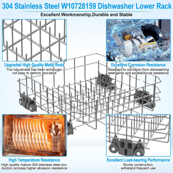 Upgraded W10728159 Dishwasher Lower Rack Replacement for Kitchenaid Maytag - Image 5