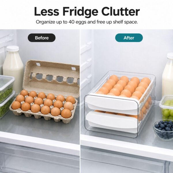 Zagtag Egg Holder for Fridge, 40-Egg Refrigerator Organizer with Drawers - Image 5