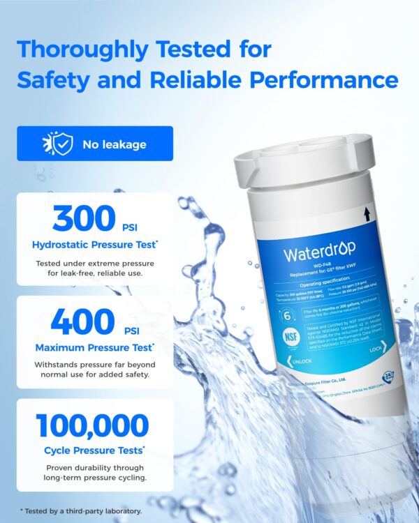 Waterdrop XWF Water Filter Replacement for GE® WR17X30702, 3 Pack, No chip