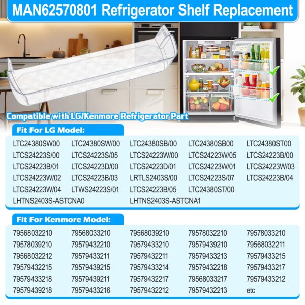 [2 PACK]UPGRADED MAN62570801 Refrigerator Door Bin Compatible with Kenmore LG Refrigerator Door Shelf Replacement LTCS24223S LG Fridge Shelf Replacement PS7794186 AP5681952 LTCS24223D LTWS24223S Shelf - Image 7