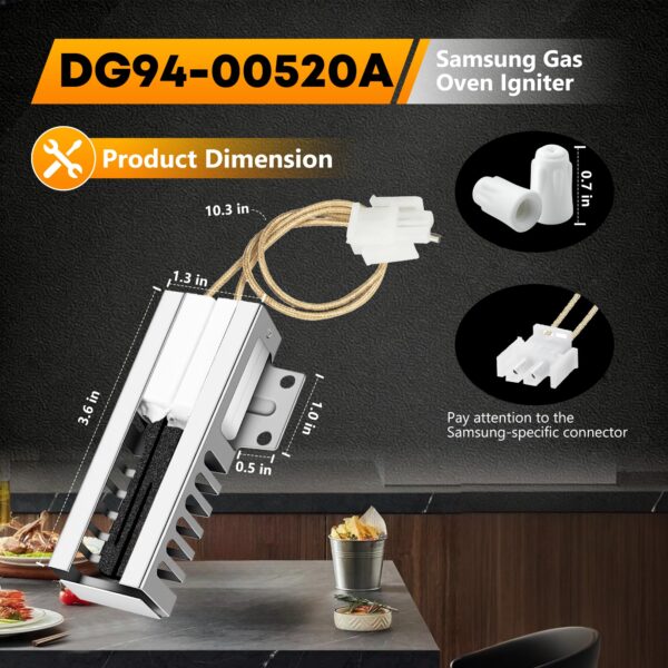 DG94-00520A Oven Igniter for Samsung NX58H5600SS NX60A6511SS NX58H9500WS - Image 3