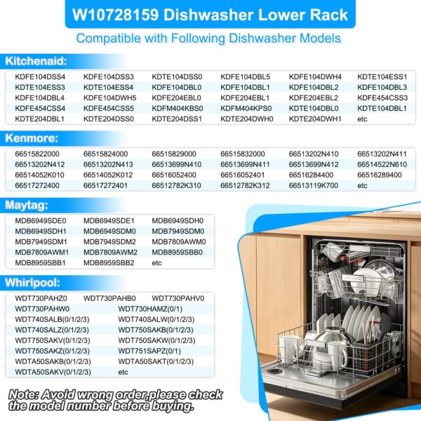 Upgraded W10728159 Dishwasher Lower Rack Replacement for Kitchenaid Maytag - Image 4