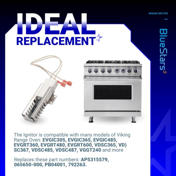 BlueStars 2-Pack PB040001 065650-000 Range Oven Igniter for Viking Ranges - Image 2