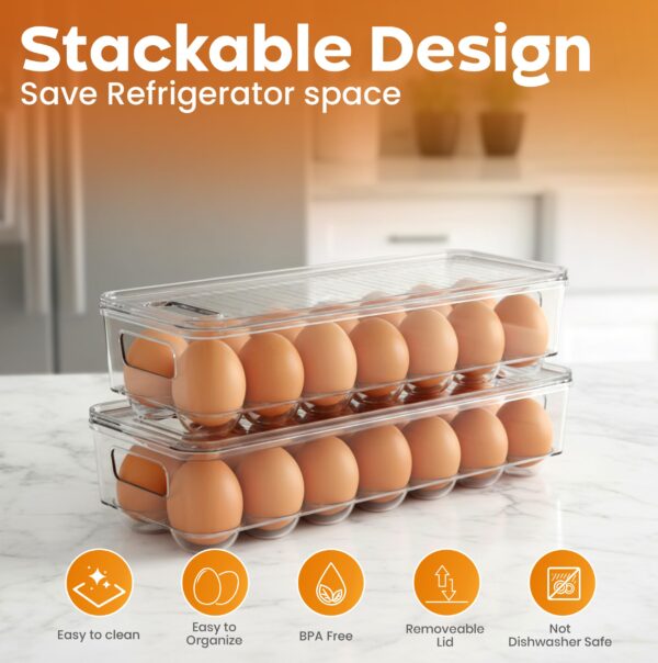 Utopia Home Egg Holder for Fridge, Stackable Egg Container, 1 Pack, Clear - Image 7
