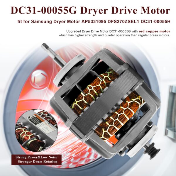 DC31-00055G DFS270ZSEL1 Dryer Motor Fit for Samsung Dryer DV45H7000EW - Image 5