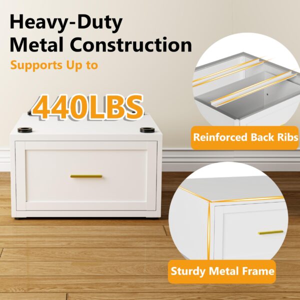 2 Pack Laundry Pedestal Heavy Duty Metal Washer and Dryer Pedestals, 16" H Universal Fit Washer Stand Base, Washing Machine Stand with Storage Drawer, 440lbs Mini Fridge Stand, (Black, 2PCS) - Image 3