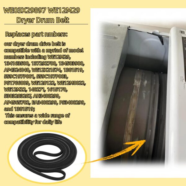 WE03X29897 WE12M29 Dryer Belt Compatible with GE/Hotpoint Dryers - Image 3