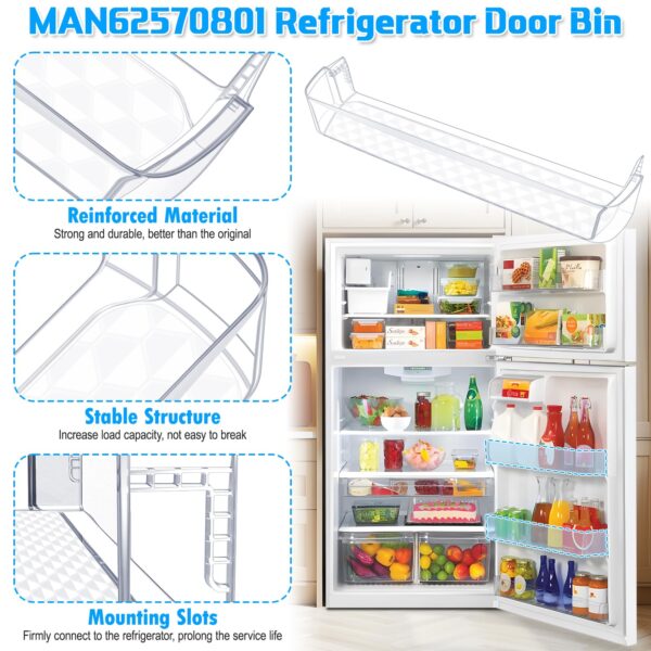[2 PACK]UPGRADED MAN62570801 Refrigerator Door Bin Compatible with Kenmore LG Refrigerator Door Shelf Replacement LTCS24223S LG Fridge Shelf Replacement PS7794186 AP5681952 LTCS24223D LTWS24223S Shelf - Image 5