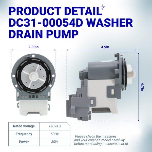 [UPGRADED] DC31-00054D PX3516-01 DC31-00187A Washer Drain Pump For Samsung - Image 3