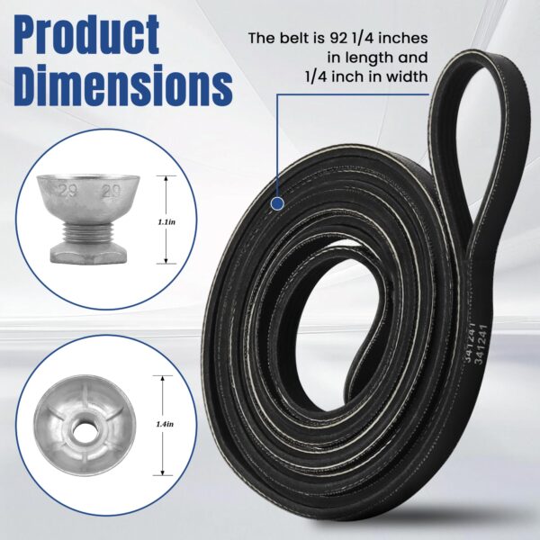 8066184 Dryer Motor Pulley & 341241 Dryer Drum Belt - Image 3
