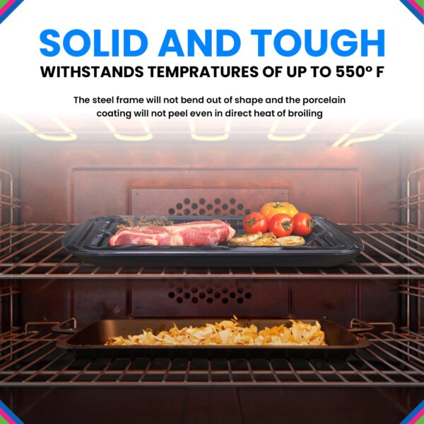 Broiler Pan for Oven Nonstick Porcelain Coated - 16.75” x 12.75” Whirlpool 4396923 Replacement Broiling Pan for Oven With Rack for High-Temperatures - Image 5