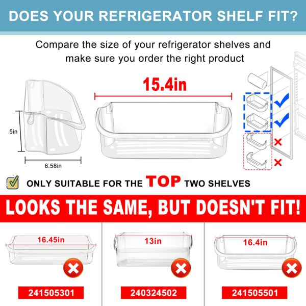 2 PACK Upgraded 240356402 Refrigerator Door Bin Replacement (Length 15.38") - Image 5