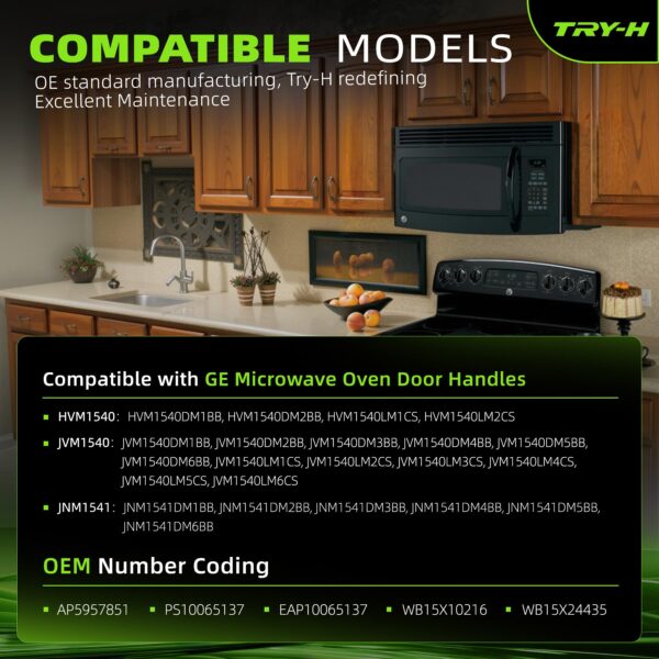 Try-H WB15X24435 12.68 inch Microwave Door Handle WB15X10216 AP5957851 - Image 3