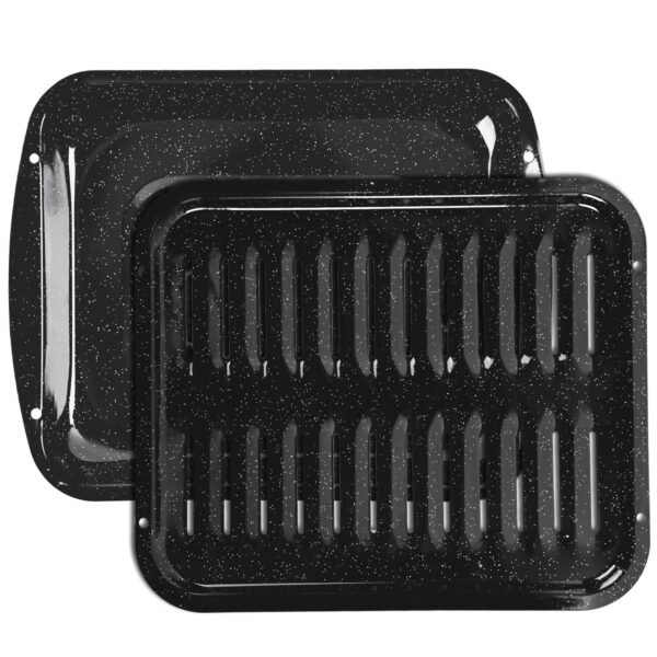 VANKUTL Broiler Pan for Oven – 16.75"×13" Non-Stick Porcelain Coated 2-Piece Set, Broiling Pan for Oven Safe Up to 500°F, Drains Fat, Dishwasher Safe Broiler Pans for Steak, Bacon & Vegetable