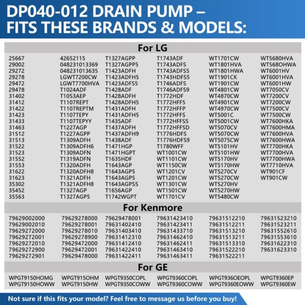 DP040-012 4681EA1007A Washer Drain Pump Replacement