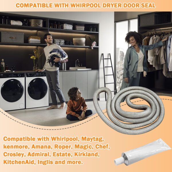 Upgraded W10861521 Dryer Door Seal Part Compatible with Whirlpool - Image 2