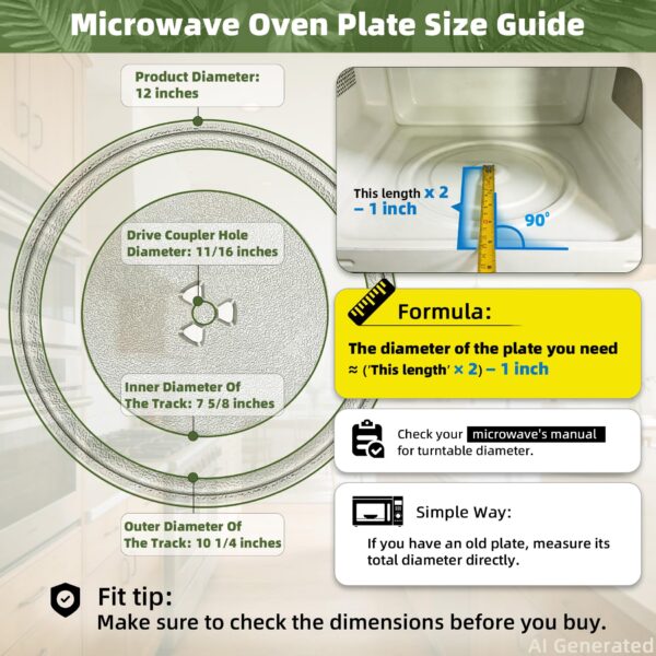 Gemroom 12" Microwave Glass Plate Replacement for Whirlpool Microwave Plate - Image 2