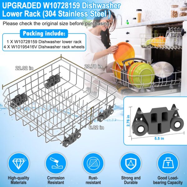 Upgraded W10728159 Dishwasher Lower Rack Replacement for Kitchenaid Maytag - Image 3
