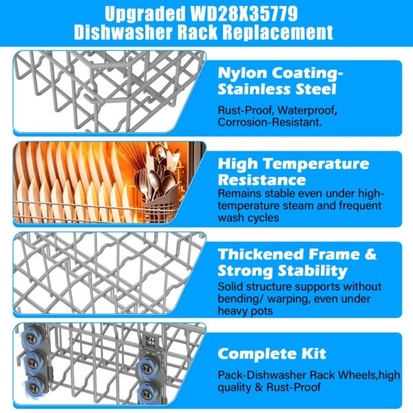 Updated WD28X35779 WD28X30219 Upper Rack for GEDishwasher Rack Replacement