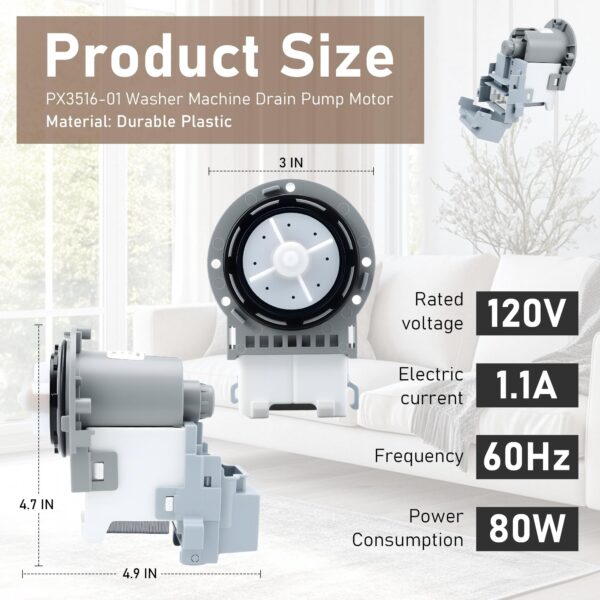 PX3516-01 Washer Drain Pump for Samsung DC31-00054D DC31-00187A WF45T6000AW - Image 4