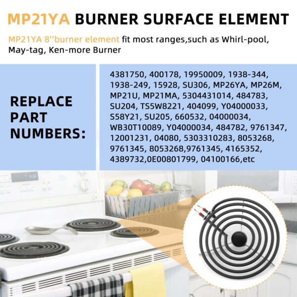 MP21YA Range Burner Element (8 Inch) fit for Whirl-pool May-tag Stove - Image 7