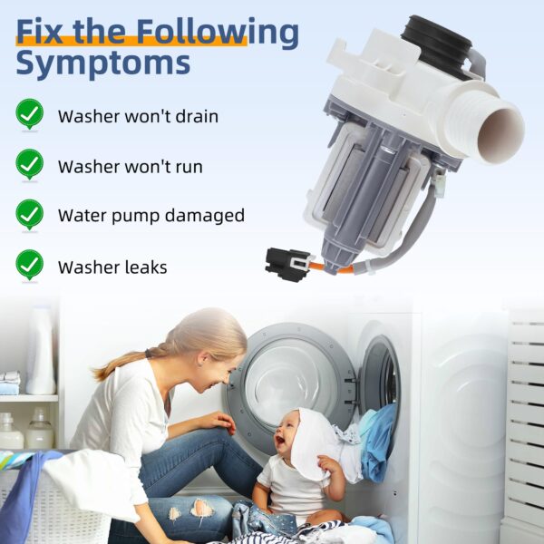 WH23X28418 290d1201g003 290d1201g001 Washer Drain Pump & Motor Assembly Replacement Compatible with G-E Hot-point Washers, Replace WH23X24178 WH23X27574 B40-3A01 B30-3A02 By Fetechmate