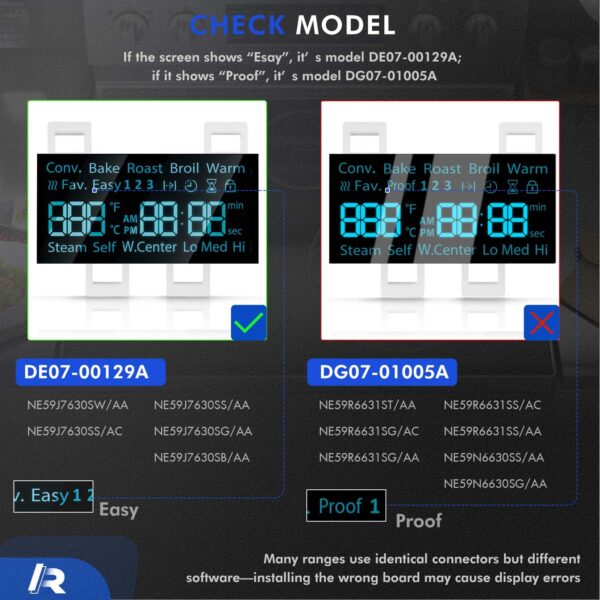 New DE07-00129A Range LED Display Board Fit for Samsung Electric Range - Oven/Stove, Better Than Oem Quality, Fits Model NE59J7630SB NE59J7630SG NE59J7630SS NE59J7630SW - Image 8