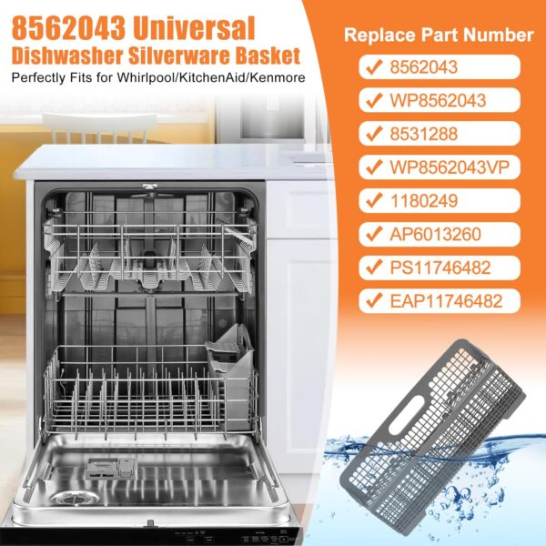 UPGRADED 8562043 WP8562043 Universal Dishwasher Silverware Basket For Kitchenaid Dishwasher Utensil Basket Kitchen Aid Dishwasher Silverware Basket, Whirlpool Dishwasher Basket, Kenmore Utensil Basket - Image 5