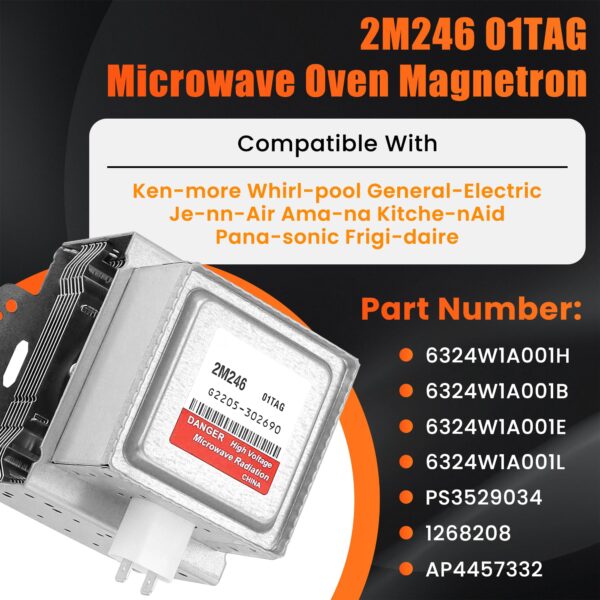 2M246 6324W1A001L Microwave Magnetron Replacement Compatible with Most LG and Other Brand Microwaves Replace 6324W1A001B 6324W1A001E AP6316906 AP4457332 by Fetechmate - Image 7