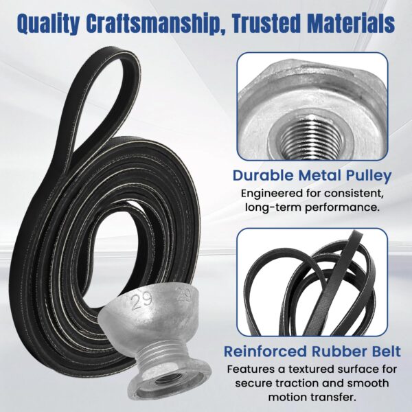 8066184 Dryer Motor Pulley & 341241 Dryer Drum Belt - Image 5