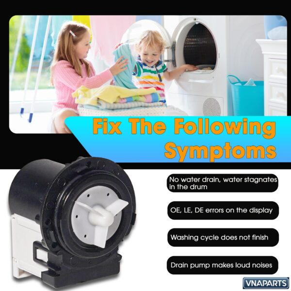 WM8100HVA Washer Drain Pump for LG WM8000HVA WM8000HWA WM8100HWA Washer - Image 3