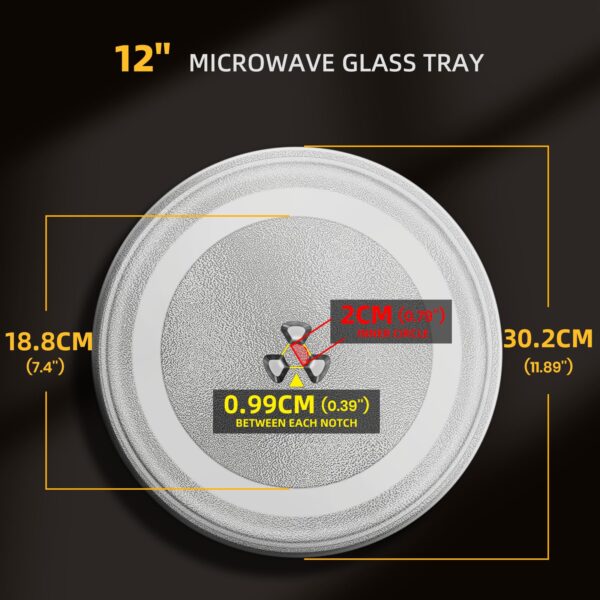 12" Microwave Replacement Turntables, Microwave Glass Plate Compatible with Replacement Part of W11367904/ W10337247/ AP6892124/ W11335034/ WPW10337247 etc – Dishwasher Safe - Image 3