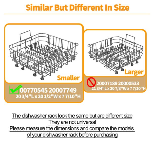 Upgraded 00770545 20007749 Dishwasher Lower Rack Replacement for Bosch Dishwasher Rack SHX3AR75UC SHE3ARF5UC Bottom Rack Bosch Thermador Dishwasher Parts Ascenta 100 Series Dish Rack Basket Drawer - Image 7