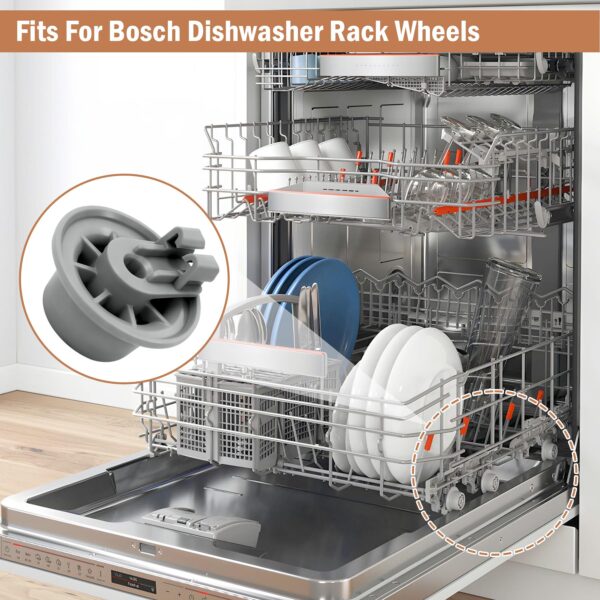 10016657 Fits for Bosch Dishwasher Extended Lower Rack Wheel Kit Replacement for Bosch Dishwasher Rack Wheels (4pack) - Image 2